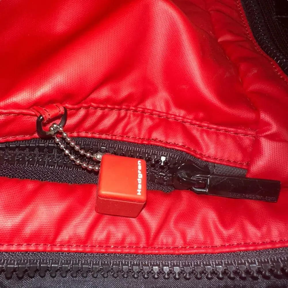 Hedgren Red Black Nylon Backpack Travel School Bag Unisex